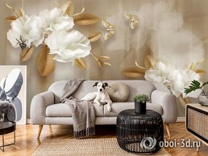 Design Studio 3D 3D Фотообои  «Цветы с драгоценными бабочками»