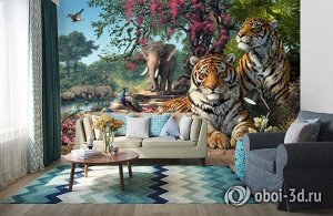 3D Фотообои «Тигриное царство»