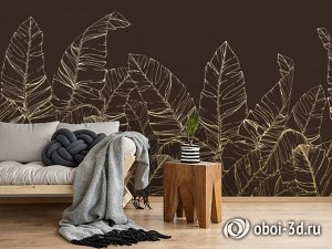 3D Фотообои «Композиция с листвой в кофейных тонах»