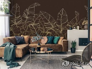 3D Фотообои «Композиция с листвой в кофейных тонах»