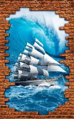 3D Фотообои «Корабль за стеной»