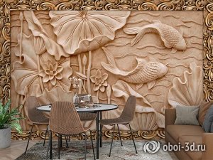3D Фотообои  «Резьба по дереву в китайском стиле»