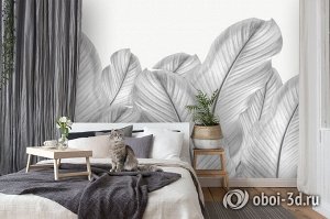 Design Studio 3D 3D Фотообои «Крупные листья стального оттенка»