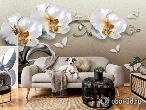 3D Фотообои  «Орхидеи на гальке»