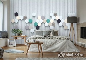 3D Фотообои  "Декор с шестиугольниками"