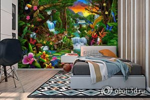 3D Фотообои «Тропический цветочный лес»