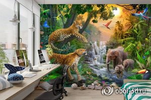 3D Фотообои «Тропический лес и его жители»