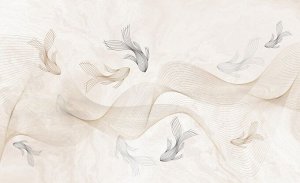 3D Фотообои «Золотые волны на мраморном фоне»