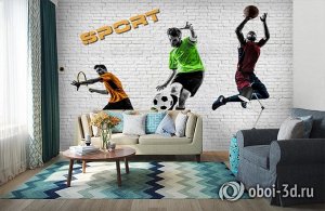 3D Фотообои «Спортивный коллаж»