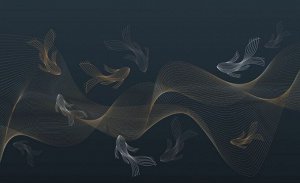 3D Фотообои «Золотые волны глубоко под водой»