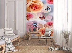 Design Studio 3D 3D Фотообои «Бабочки на фоне роз»