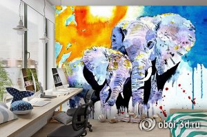 Design Studio 3D 3D Фотообои «Слоны. Акварель»