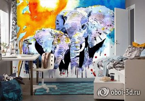 Design Studio 3D 3D Фотообои «Слоны. Акварель»