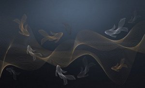 3D Фотообои «Золотые волны в океанских глубинах»