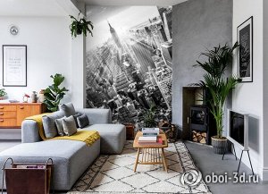 Design Studio 3D 3D Фотообои «Черно белый город в лучах солнца»