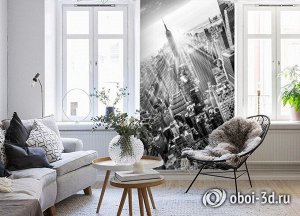 Design Studio 3D 3D Фотообои «Черно белый город в лучах солнца»