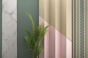 3D Фотообои «Пальмовые ветви на объемной стене»