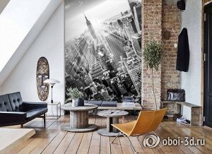 Design Studio 3D 3D Фотообои «Черно белый город в лучах солнца»