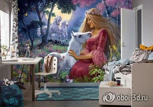 3D Фотообои «Принцесса с жеребенком»