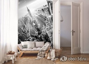 Design Studio 3D 3D Фотообои «Черно белый город в лучах солнца»