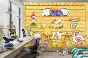 Design Studio 3D 3D Фотообои «Милые зверюшки перед сном»