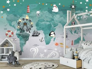 Design Studio 3D Фотообои детские «Карта с белыми медведями»