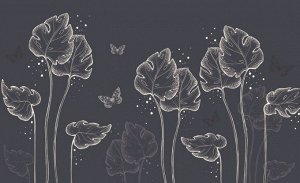 3D Фотообои «Бабочки в листьях.Туманный вечер»