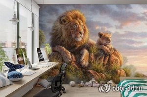 3D Фотообои «Величественные львы»