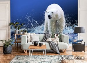 3D Фотообои «Белый медведь на льдине»