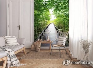 3D Фотообои «Мостик в роще»