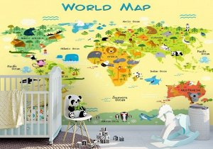 Design Studio 3D Фотообои детские «Детская карта мира на желтом фоне»