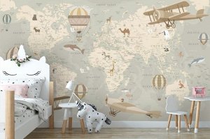 Фотообои детские «Детская винтажная карта»