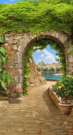 3D Фотообои «Зеленая арка в Сицилии»