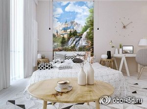 3D Фотообои «Замок в скалистых горах»