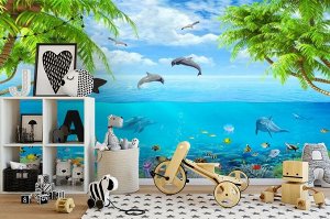 Design Studio 3D 3D Фотообои «Дельфины над водой»