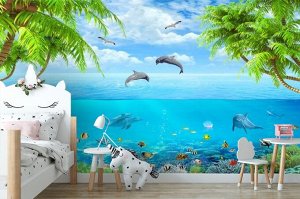 Design Studio 3D 3D Фотообои «Дельфины над водой»