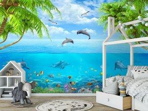 Design Studio 3D 3D Фотообои «Дельфины над водой»