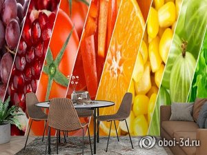 3D Фотообои «Стильная композиция из фруктов и овощей»
