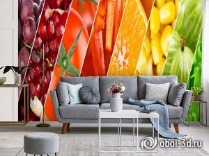 3D Фотообои «Стильная композиция из фруктов и овощей»