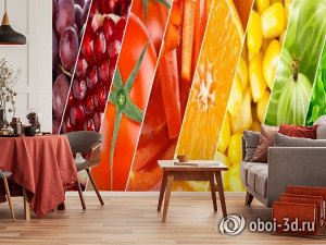 3D Фотообои «Стильная композиция из фруктов и овощей»