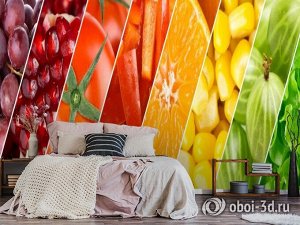 3D Фотообои «Стильная композиция из фруктов и овощей»