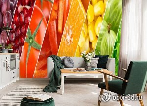 3D Фотообои «Стильная композиция из фруктов и овощей»