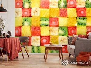 3D Фотообои «Сочные фруктовые кубики»