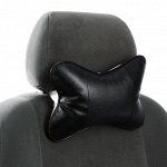 Подушка автомобильная для шеи, экокожа, 18х25 см, черный