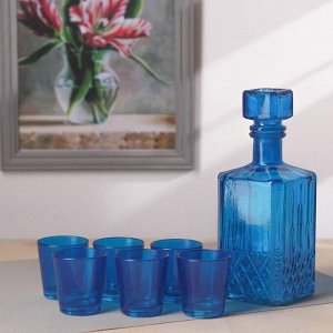 Набор питьевой «Радуга. Кристалл», 7 предметов: графин 500 мл, стопка 50 мл 6 шт, цвет кобальт