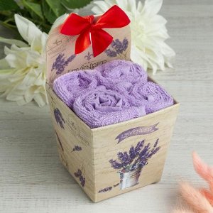 Набор махровых салфеток "Lavender" 30х30 см-4шт, хлопок, 340 г/м2