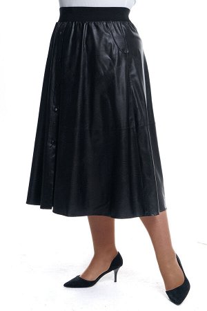 Юбка-4100 Юбка искусственная кожа на пуговках черная

       Стильная юбка из мягкой ткани под имитацию кожи подчеркнет достоинства женской фигуры. Широкий притачной пояс способствует оптимальной поса