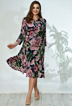 Платье Elletto 1608 черный цветы