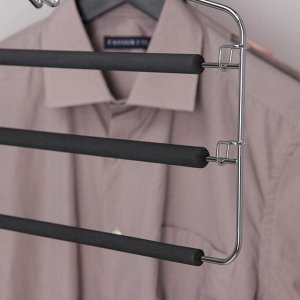 Вешалка для одежды антискользящая 3-х уровневая SAVANNA, 37?31 см, металл / полиуретан, цвет чёрный