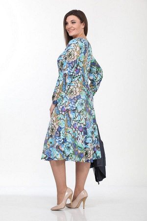 Жакет, Платье / Lady Style Classic 2256/3 темно-синий+акварель